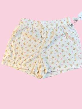 Better / Together Dreamy Nights Teddy Bear & Hearts Boxer Pajama Shorts S